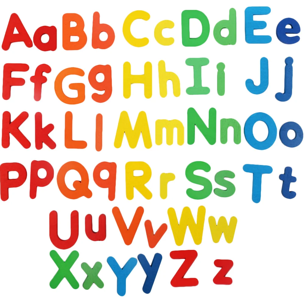 52pcs Wooden Alphabet Set Kids Educational Fine Motor Skills Learning Puzzle Toddler Birthday Gift Interactive Children Activity