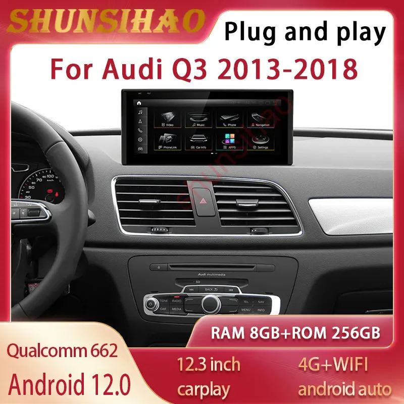 ShunSihao Qualcomm 662 car radio multimedia For 12.3 inch A4 A4L 2017-2019 navigation android all in one auto audio carplay 256G 