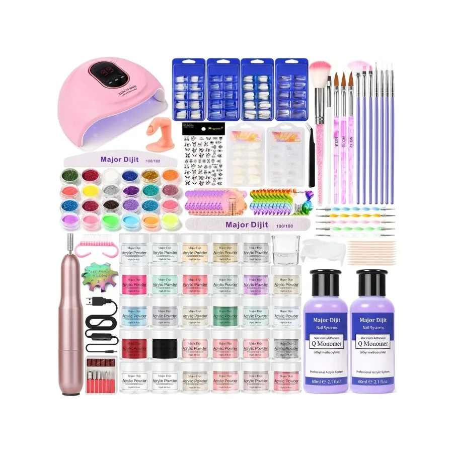 

Acrylic Nail Kit - 6 Colors With 60ml Monomer Liquid Nail Drill And UV Lamp - Nail Kit Acrylic Set Nail Design Nail Studio - Na