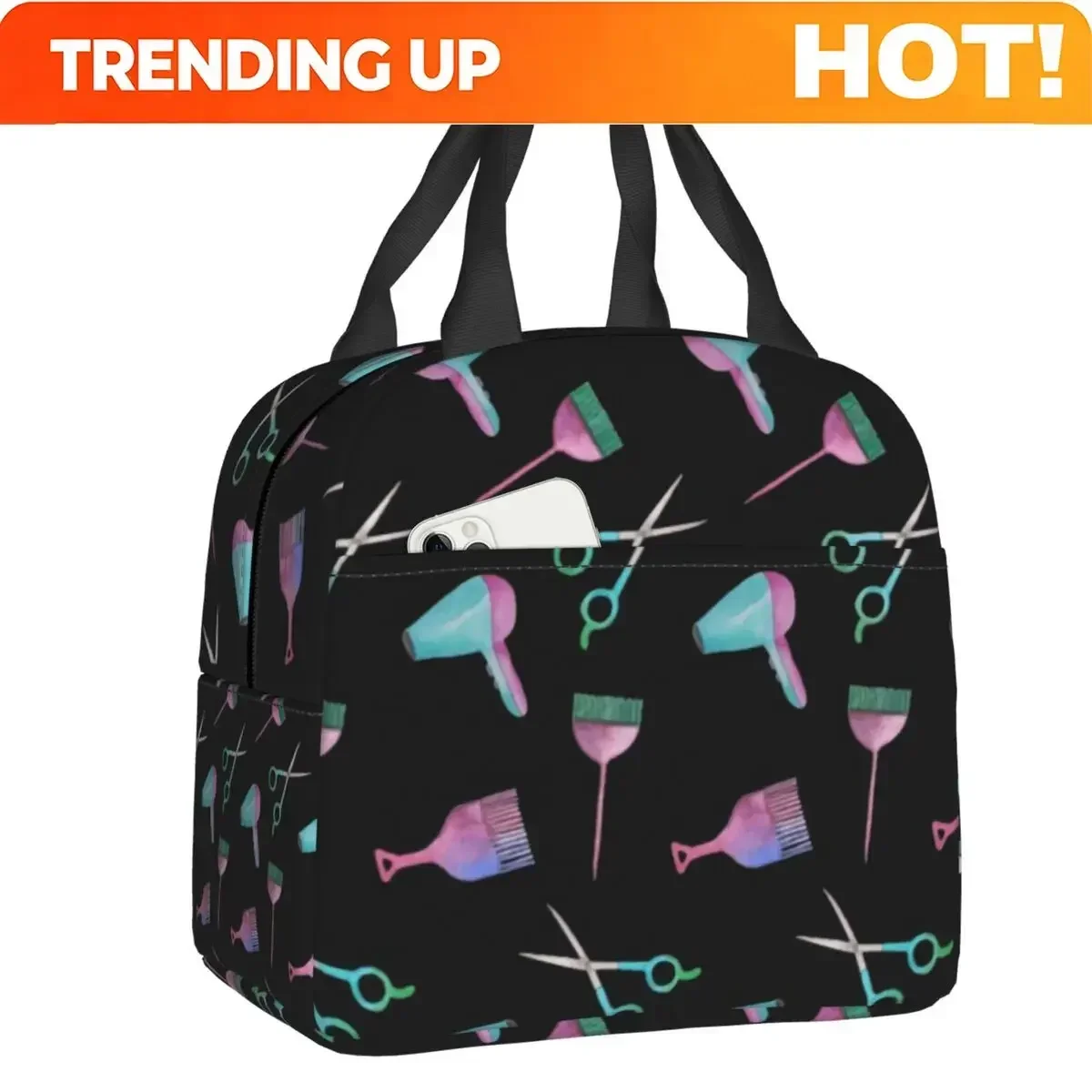 Custom Bag Custom Custom Hairstylist Hair Dresser Barber Tools Insulated Lunch Bag School Hairdresser Lover Leakproof Thermal Co