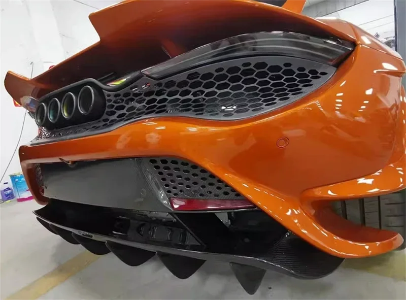 

720S Upgrade 765LT Style Carbon Fiber Rear Bumper Rear Lip Exhaust Mesh Body Kit for McLaren 720S Body Kit