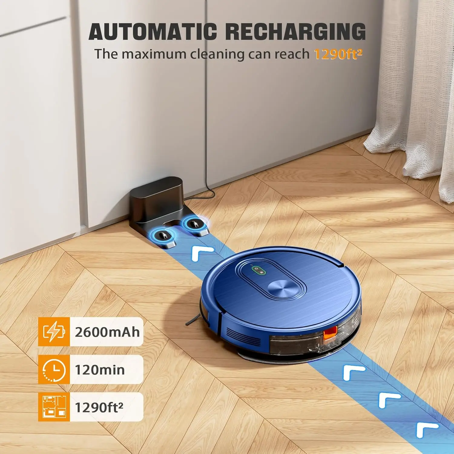 Vacuum and Mop Combo, 2 in 1 Mopping Robotic Vacuum with Schedule, App/Bluetooth/Voice, Max Suction 3200Pa, Self-Charging Robot