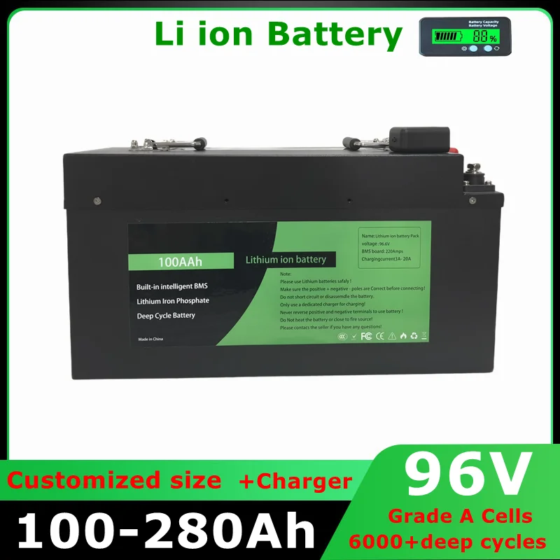 

26S 96V 200Ah Battery 60Ah 80Ah 100Ah 120Ah 150Ah 280Ah Lithium Ion Batteria for 9KW 19KW EV Motorcycle Tricycle Tour Bus,EV