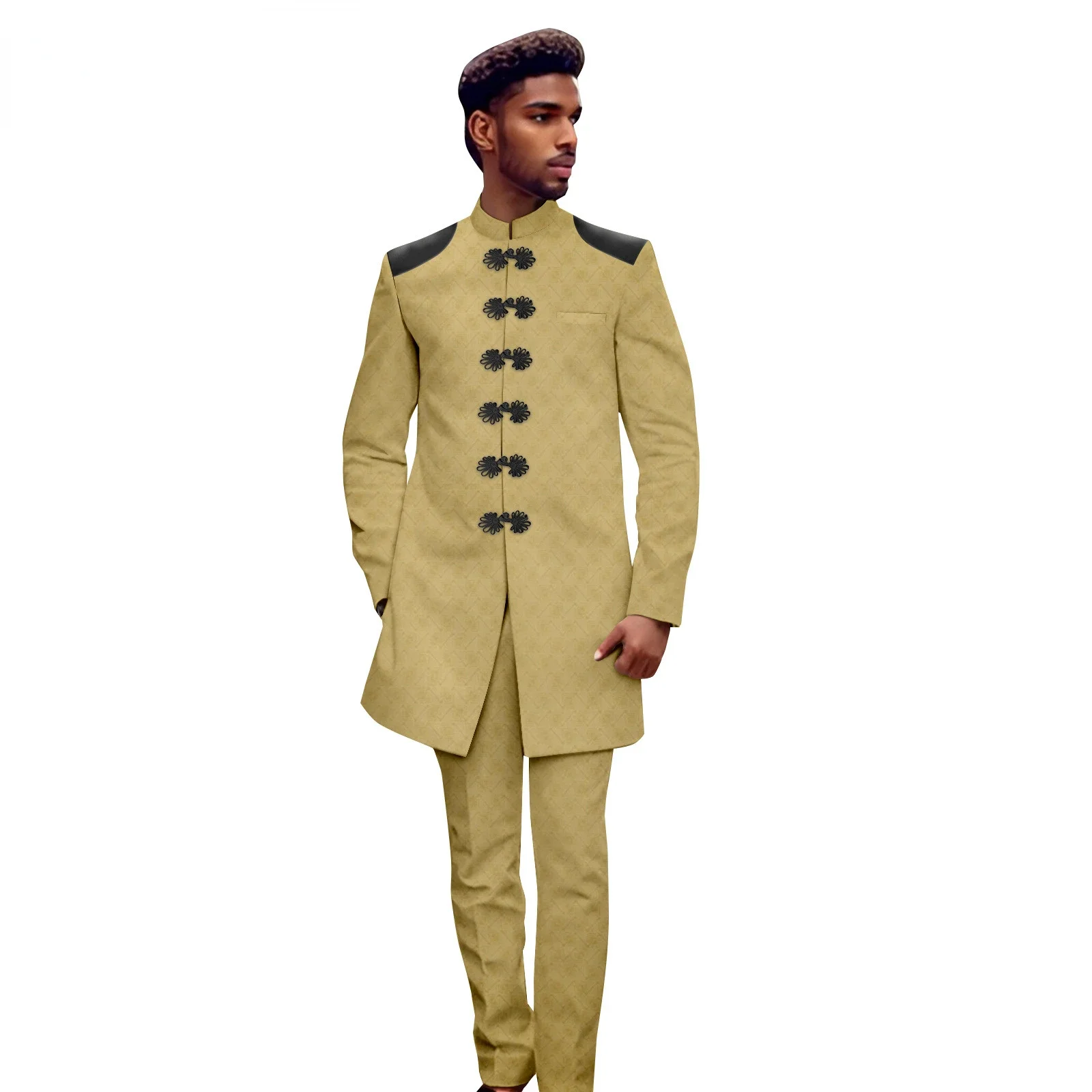 2024 neue Männer passt afrikanische Mode Blazer Hosen Hochzeit Bräutigam elegante einreihige Jacke Abend party formelles Kostüm 2St