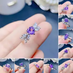 FS 10 Styles Natural Amethyst Ring S925 Sterling Silver for Women Fine Fashion Charm Weddings Jewelry 2024New