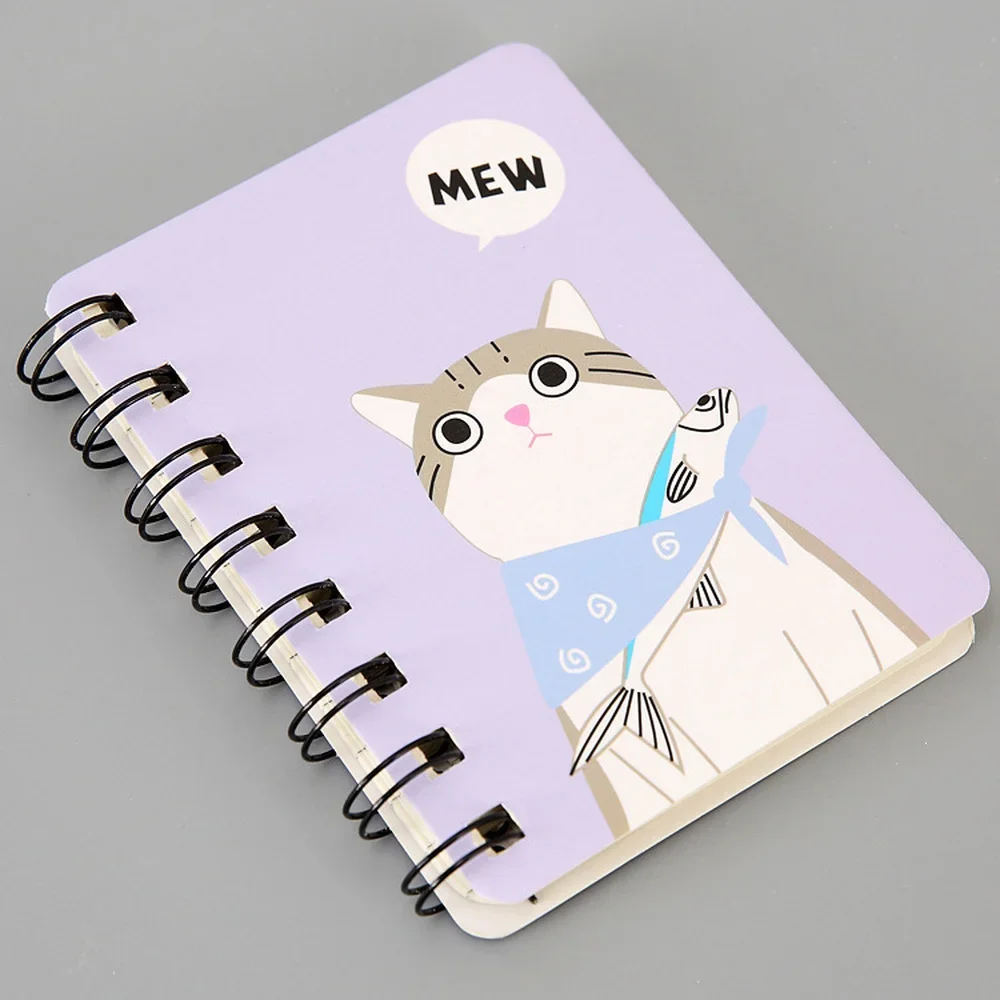 Cuaderno de dibujos animados con forma de gato A7, suministros escolares, papelería de aprendizaje, diario forrado, cuaderno de bocetos, portátil, regalos para estudiantes