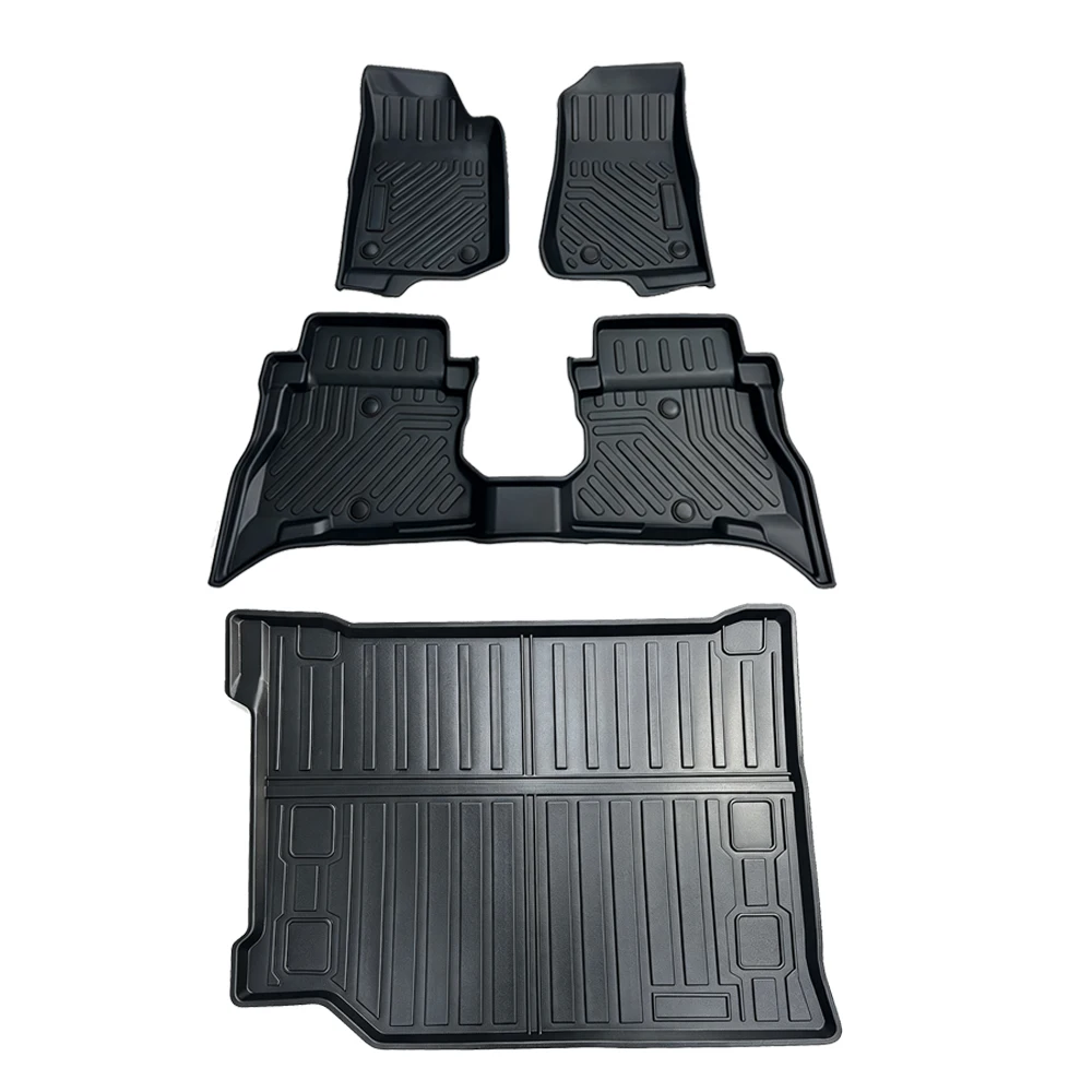 TPE 5D Custom Car Floor Mats For Jeep Wrangler 4xe Plug-in Hybrid 2021-2024 Trunk Mat Wear-Resistant Car Interior Protective