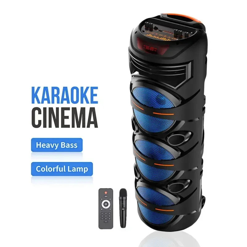 8 Inch X3 Trolley Fashion Colorful Lighting Bluetooth Speaker with 4500mAh Battery DJ Stage Mic Multimedia Karaoke Subwoofer