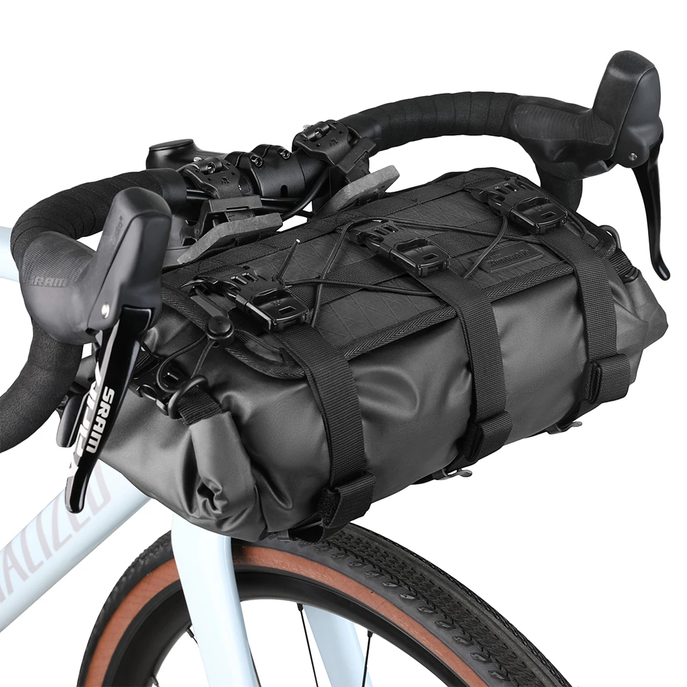 

For Rhinowalk Wilderness Series 8 Liter Bikepacking Front Bag Waterproof Nylon Handlebar Pack 2 Piece Harness Bicycle Bags Boxes