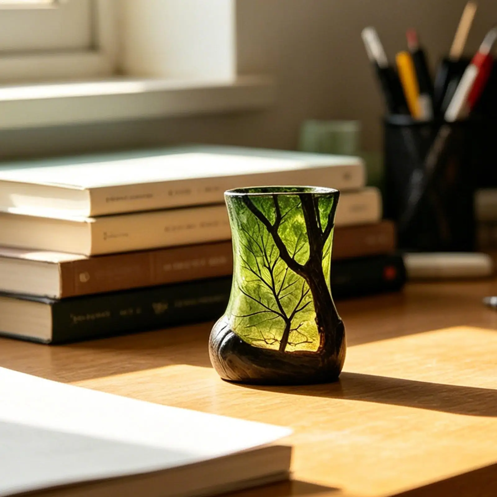 Bedside Table Lamp Forest Nightlight Decorative Ambient Light for Home Office Bedroom Study Room Desk Bookshelf Reading Corner view 2