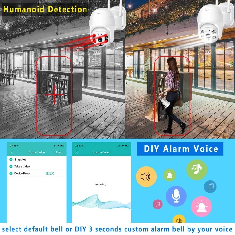 1080P Ptz Wifi Camera Outdoor 4X Digitale Zoom Ai Menselijk Detecteren Draadloze Camera Nachtzicht Auto Track Beveiliging Cctv ip Camera