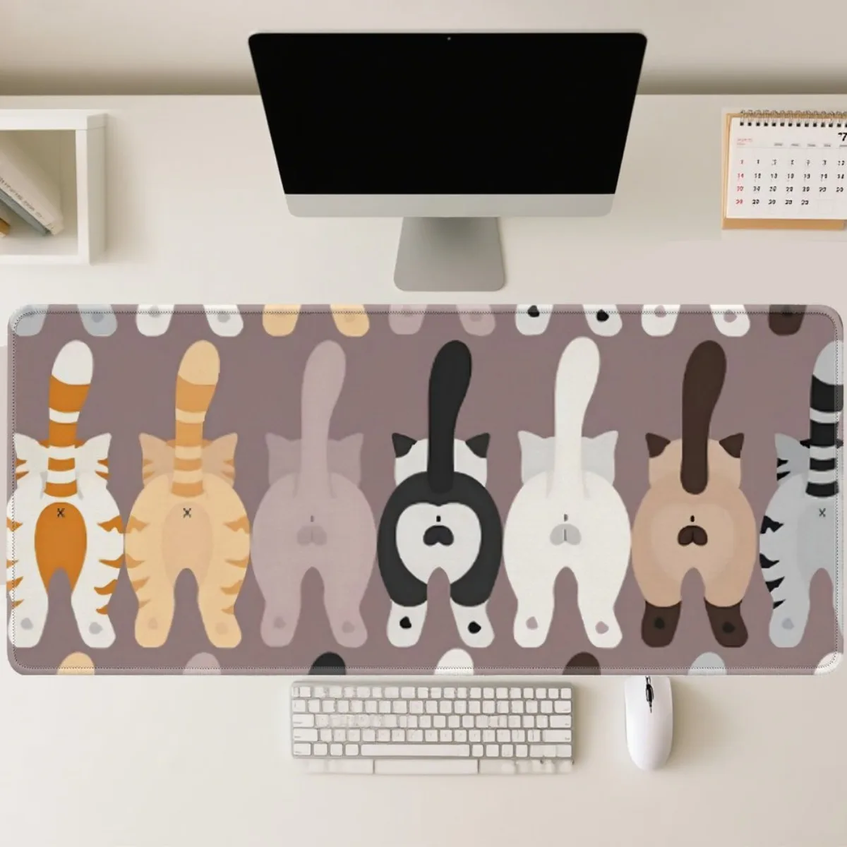 

Kawaii Cat Design Gaming Mouse Pad Non Slip Rubber Base Washable Durable Mat for Office Computer Desk Decor