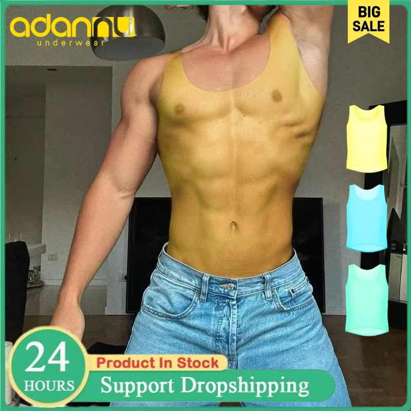 New Men's Sexy Vests Ultra-thin Breathable Quick-drying Mesh T-shirts Camisole Gym Training High Stretch Tank Tops Underwear