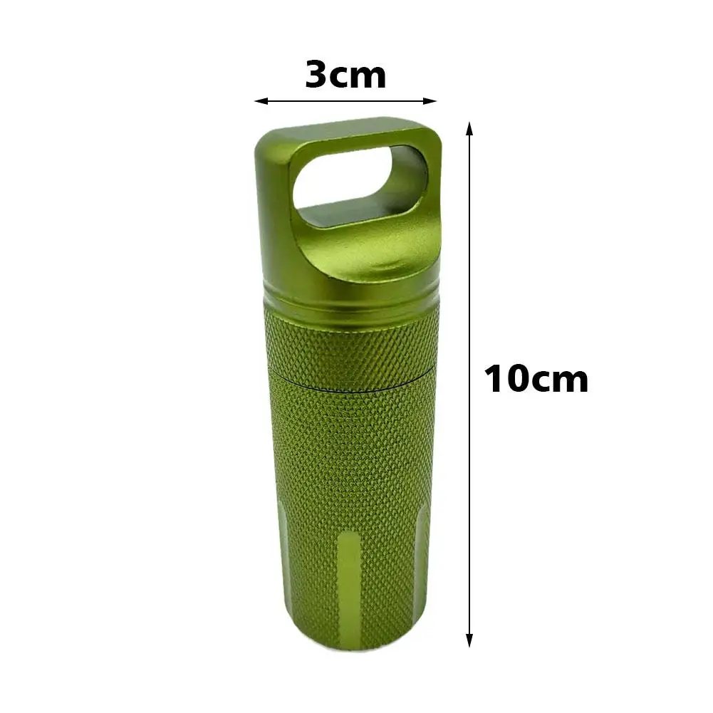 Portable Aluminum Alloy Airtight Pill Container Bottle Outdoor EDC Single Chamber Capsule Holder Waterproof Medicine Case Box