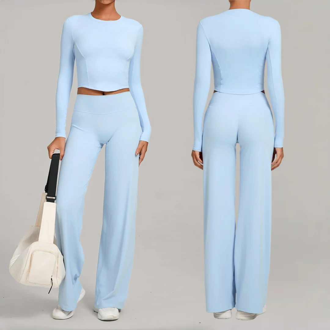 

Костюм для йоги с высокой талией и подъемом бедер, комплект брюк с длинными рукавами для фитнеса, зимний комплект для бега, повседневная одежда для тренировок, спортивная одежда для спортзала