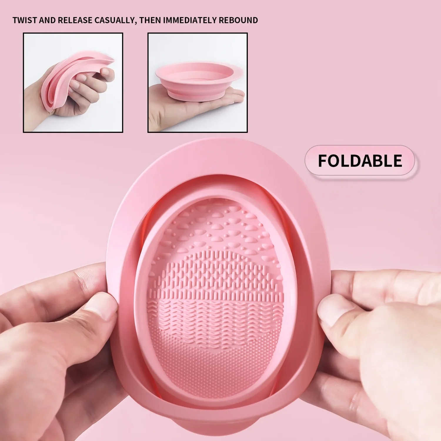 3pcs Makeup Brush Cleaning Tool, Silicone Brush Cleaner Pad Foldable Portable Cleaning Bowl For Makeup Brushes - view 4