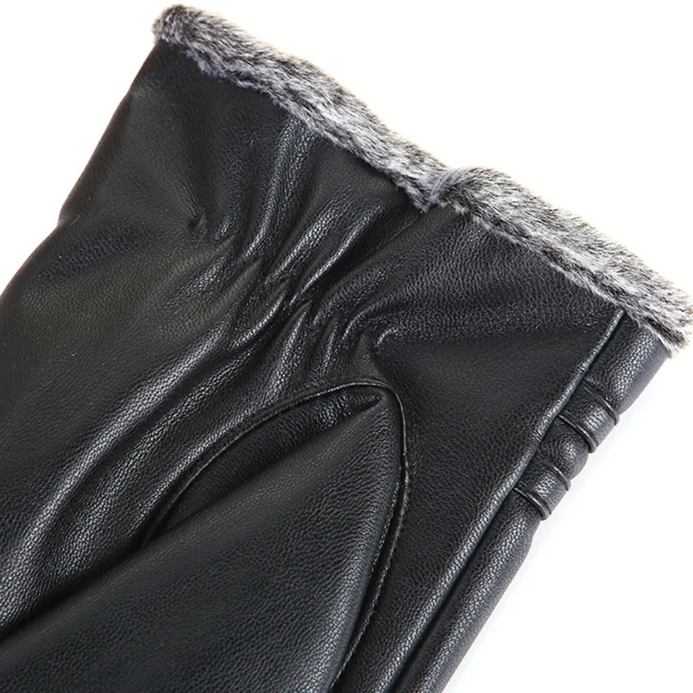 

1Pair Wear Resistant PU Gloves Touch Screen Warm Waterproof Winter Cycling Cold Protection Separate Fingers Black