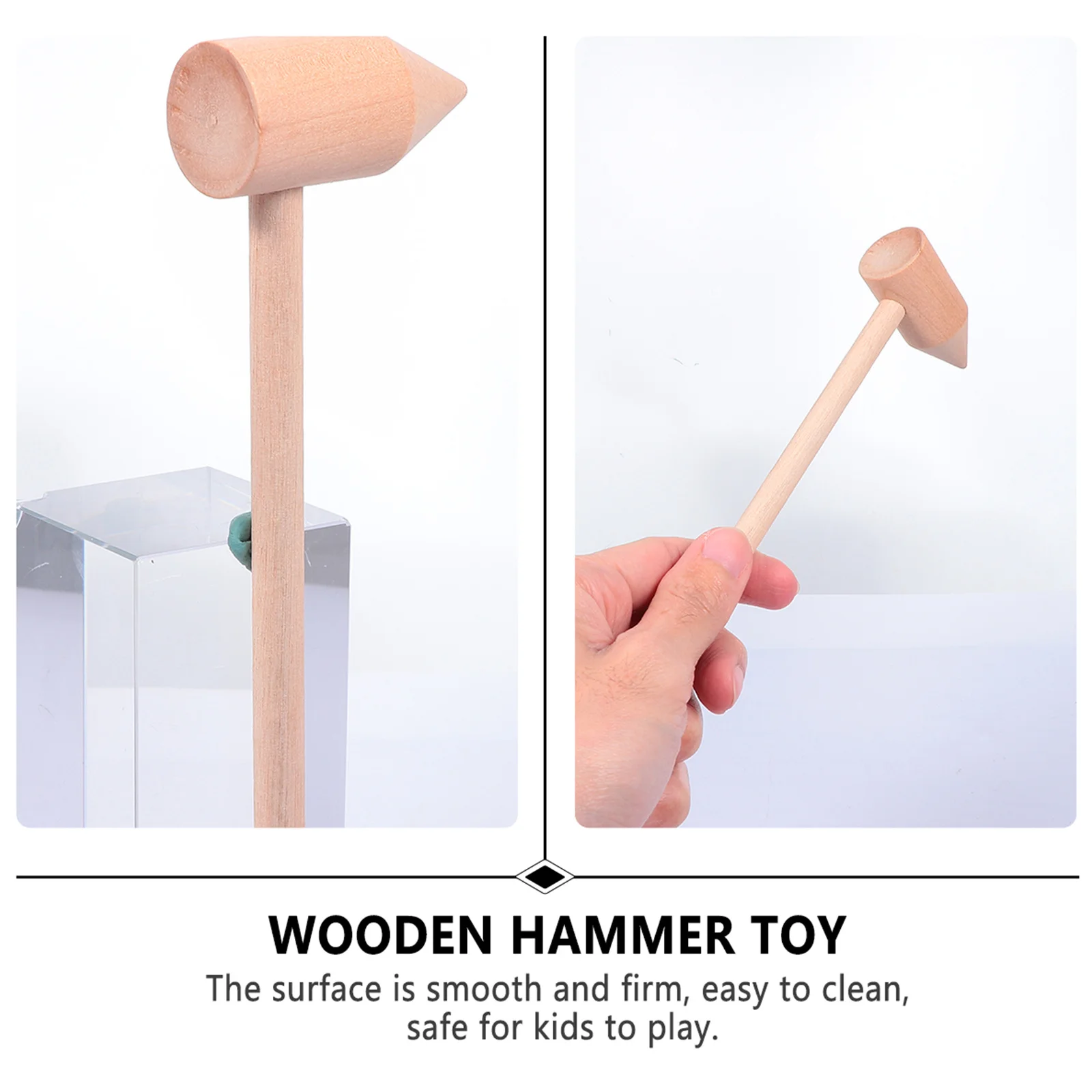 5 قطع مطارق صغيرة من الخشب الصلب، لمسة نهائية طبيعية، معدات لعب مقاومة للاهتراء، مطرقة صغيرة لليد الصغار