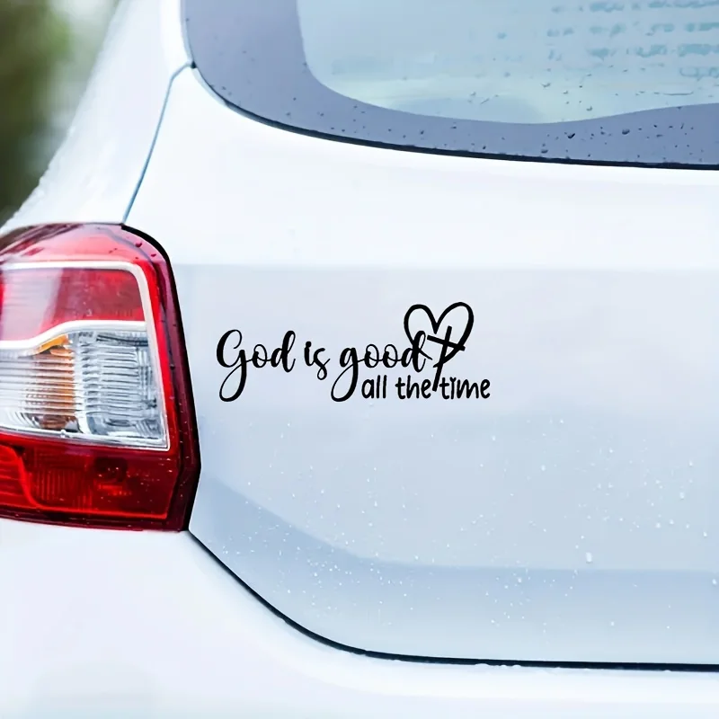 God Is Good Always Christian Bible Verse Sticker Elegant Font Heart Car Window Decal Faith Durable Auto Styling Accessories - view 2