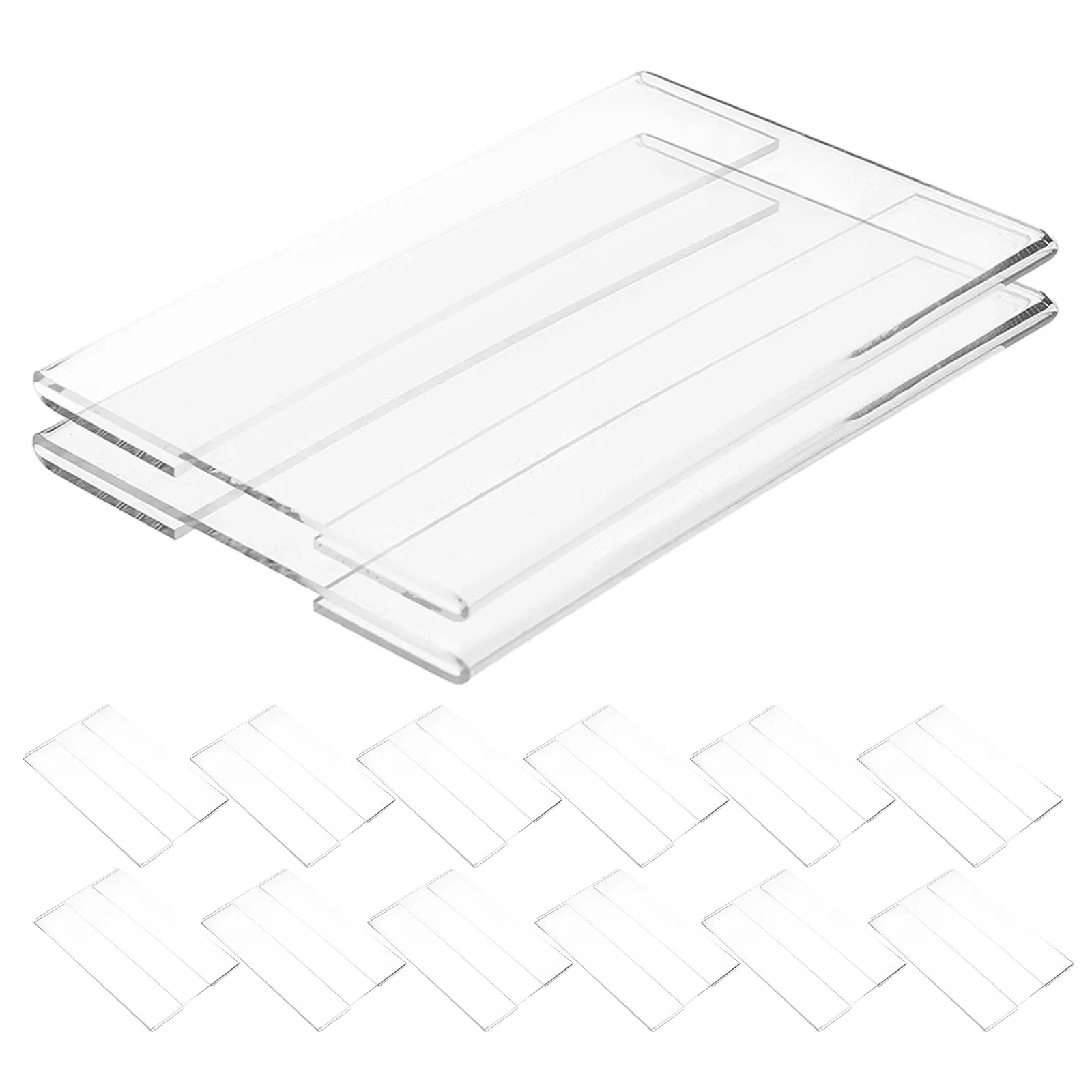 

20pcs Mini Clear Acrylic Price Holder Sign Self-Adhesive Label Display Stand For Bookcase Buffet Food Shelf Supermarket