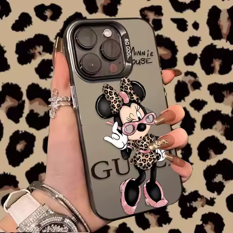 Case for Samsung Galaxy S25 FE Note 20 S21 Plus S24 Ultra S23 S22 A56 A36 A26 5G A16 A06 4G Fashion Leopard Print Minnie Cover