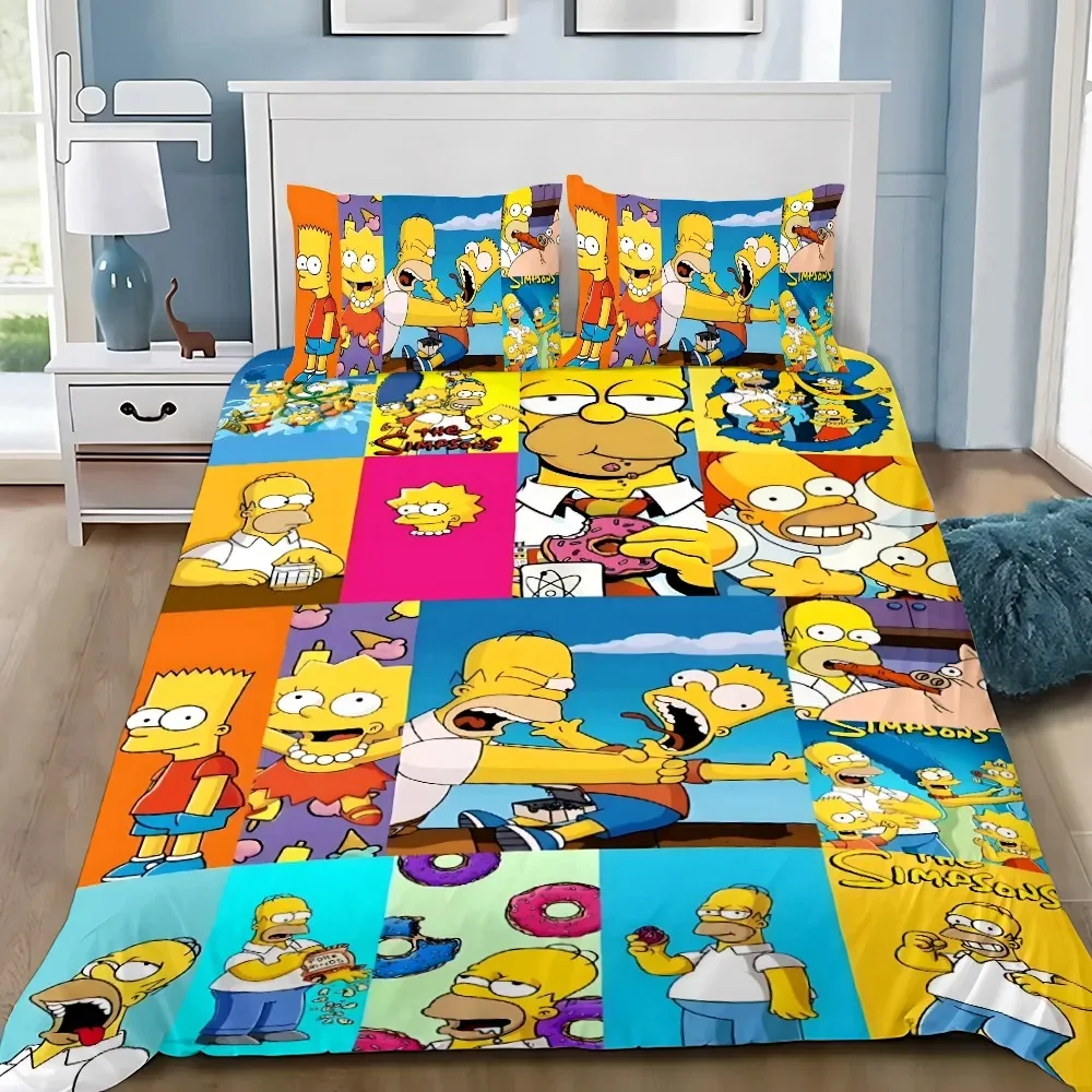 Housse de couette taie d'oreiller ensemble de literie dessin animé s-simpsonss adulte garçon fille chambre décoration enfants cadeau simple Double grande taille