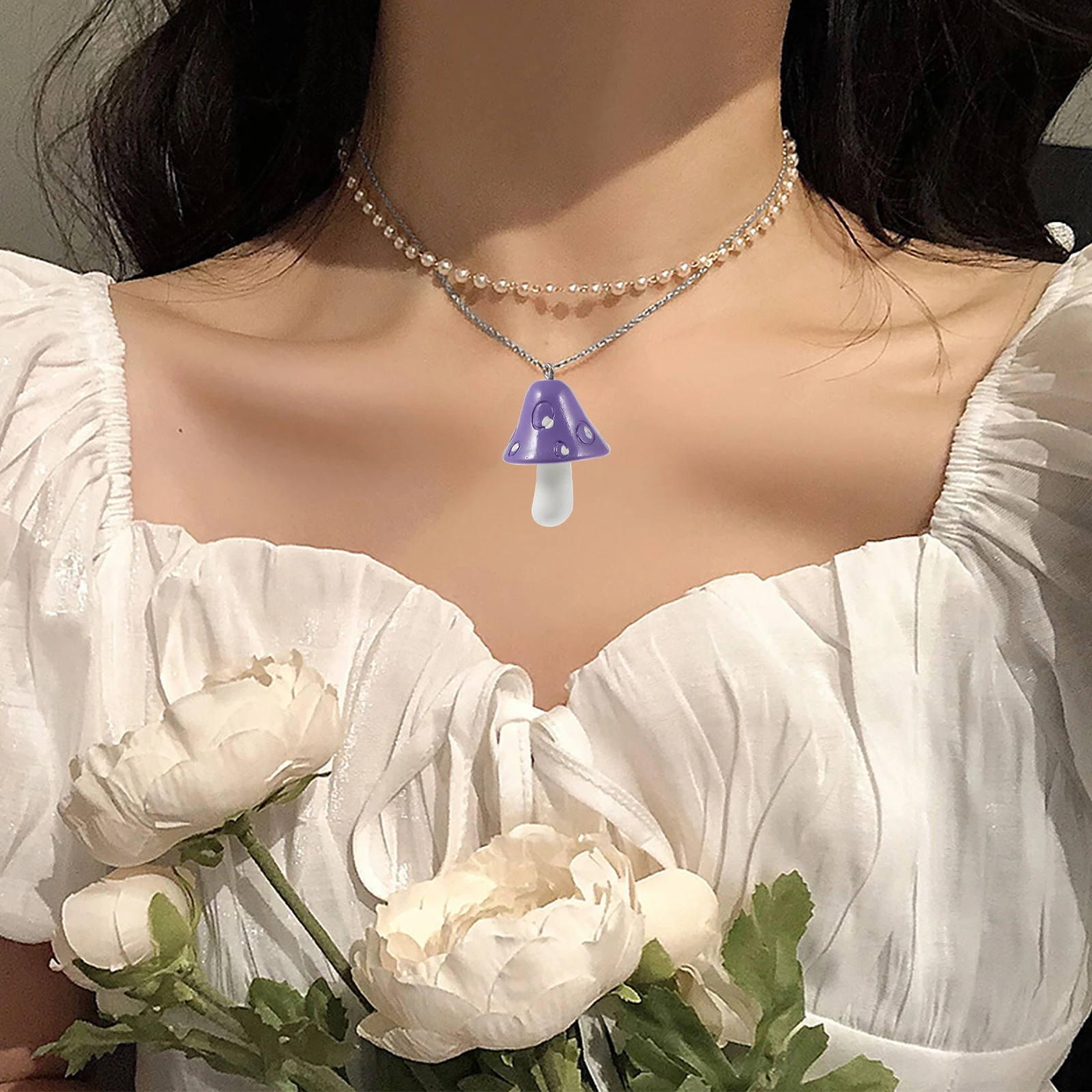 

20 Pcs Colorful Mushroom Hanging Resin nament Jewelry Making Accessories Necklace Decorative Creative Pendants