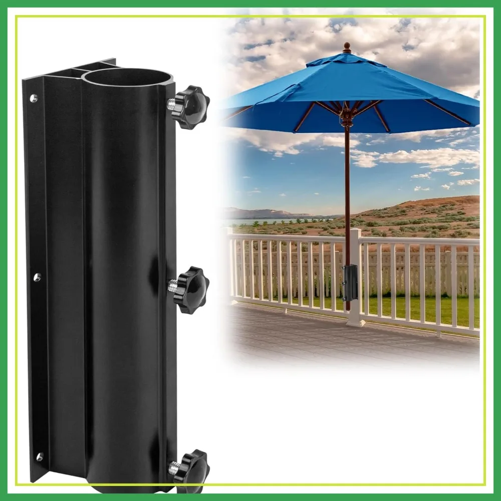 

Adjustable Patio Umbrella Holder, Metal Umbrella Base Clamp for Deck Railing, Courtyard, Garden