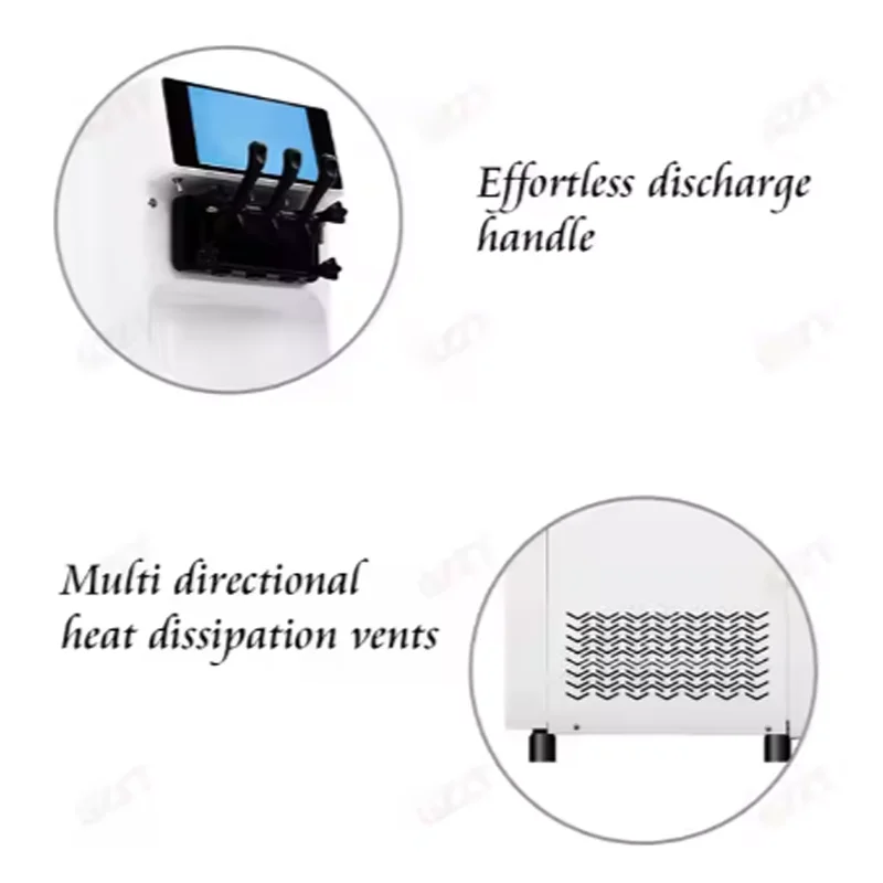 Três sabores de máquina comercial de sorvete macio totalmente automática em aço inoxidável