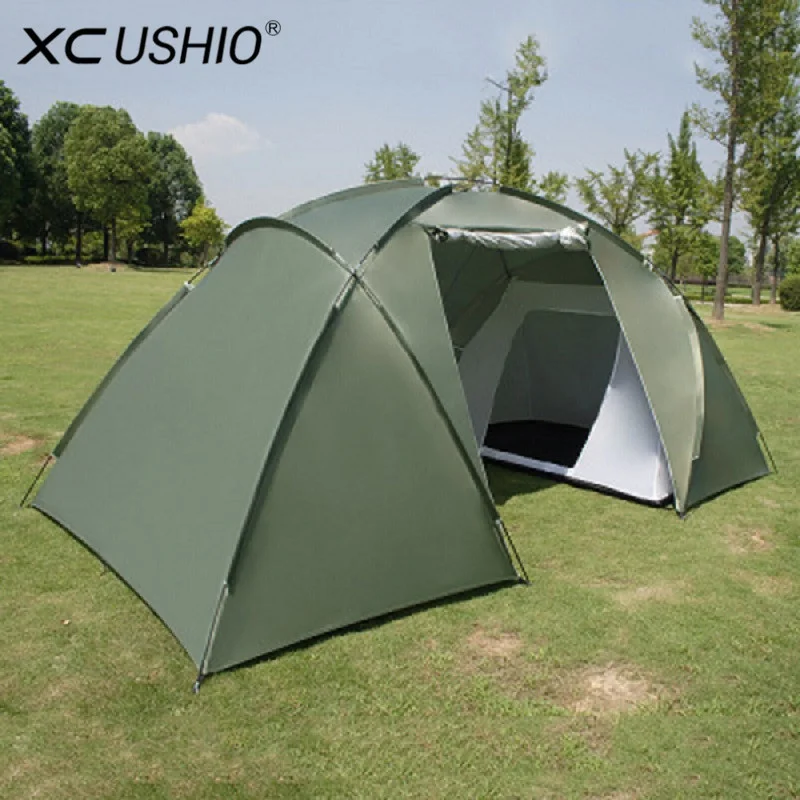 

Double Layer Waterproof Two Bedrooms Outdoor Camping Tent For 4-6 Person Hiking Fishing Hunting Familiy Party Tent 3 Colors