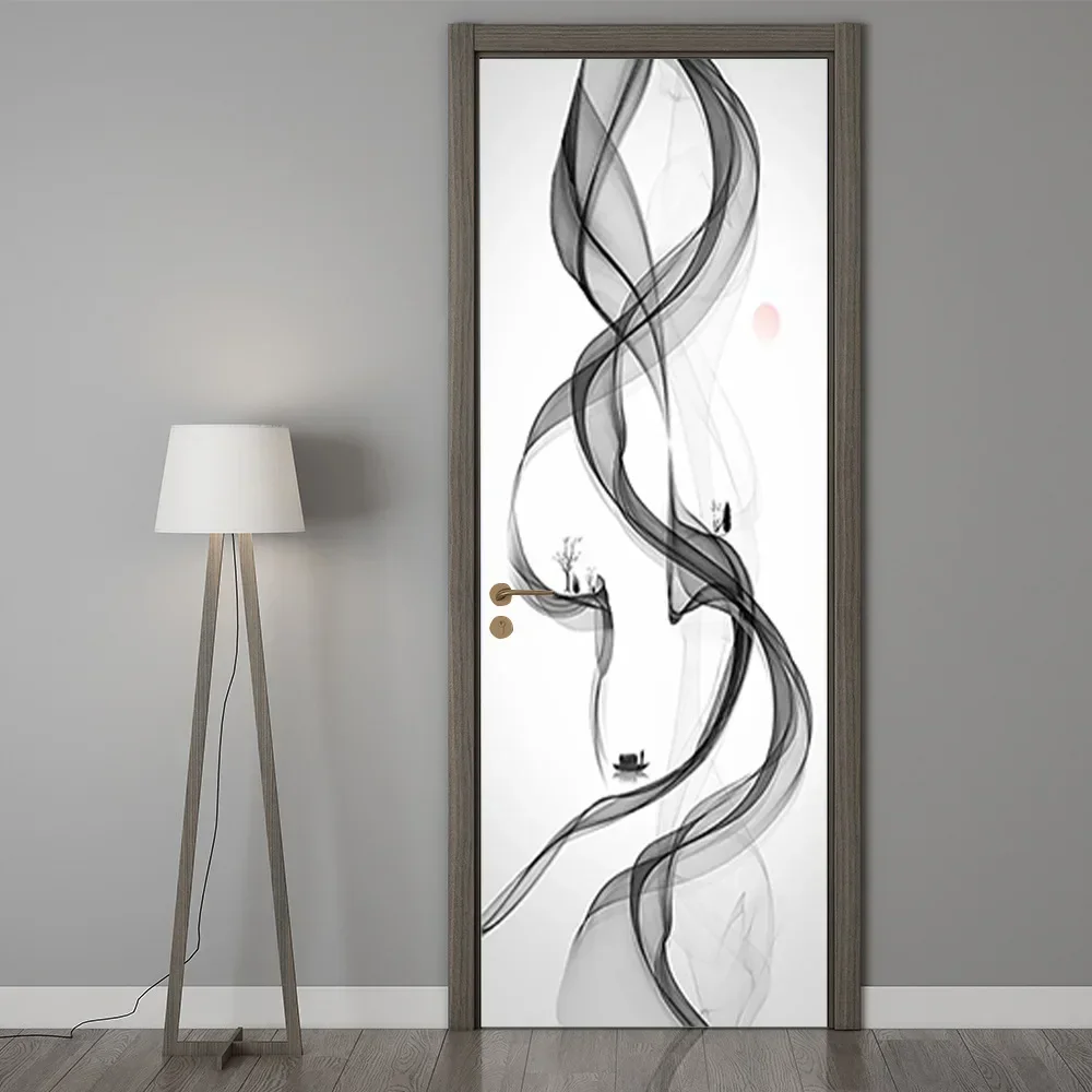 Modern Fashion White Pearl Door Stickers Self Adhesive 3D Abstract Line Strip Wallpaper Wardrobe Cabinet Fridge Mural Cover