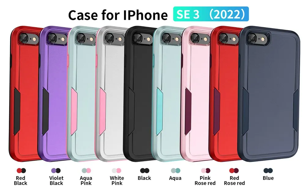 Für iPhone SE 3 2022 Hülle Stoßfeste Hybrid-Hülle mit Doppelschicht-Design Harte Abdeckung für iPhone SE 2 2020/iPhone 6/6S/7/8 Plus Hüllen – Detail 1