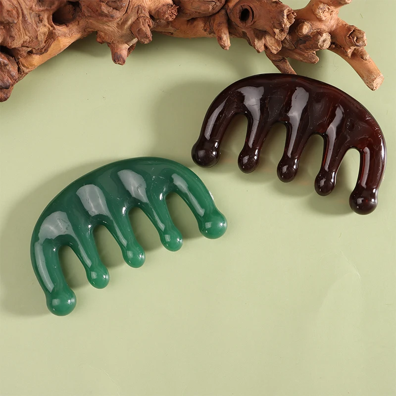 Five Teeth Meridian Massage Comb Resin Big Teeth Head Acupoint Therapy Artifact Claws Decompression Unisex Portable Scalp Comb