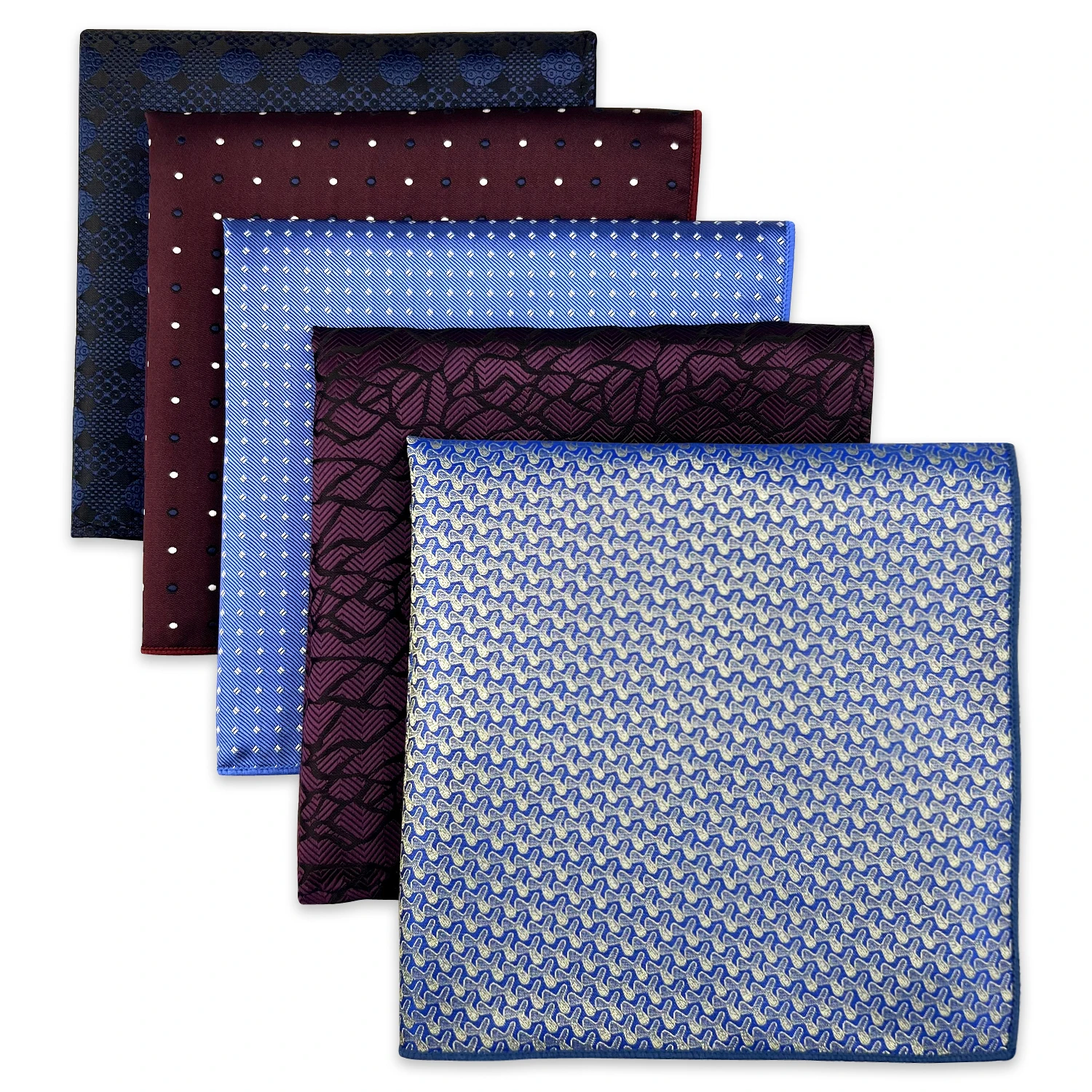 5 ชิ้น Mens Pocket Squares งานแต่งงานผ้าเช็ดหน้าชุดแฟชั่น Bundle หรูหราที่ไม่ซ้ํากัน