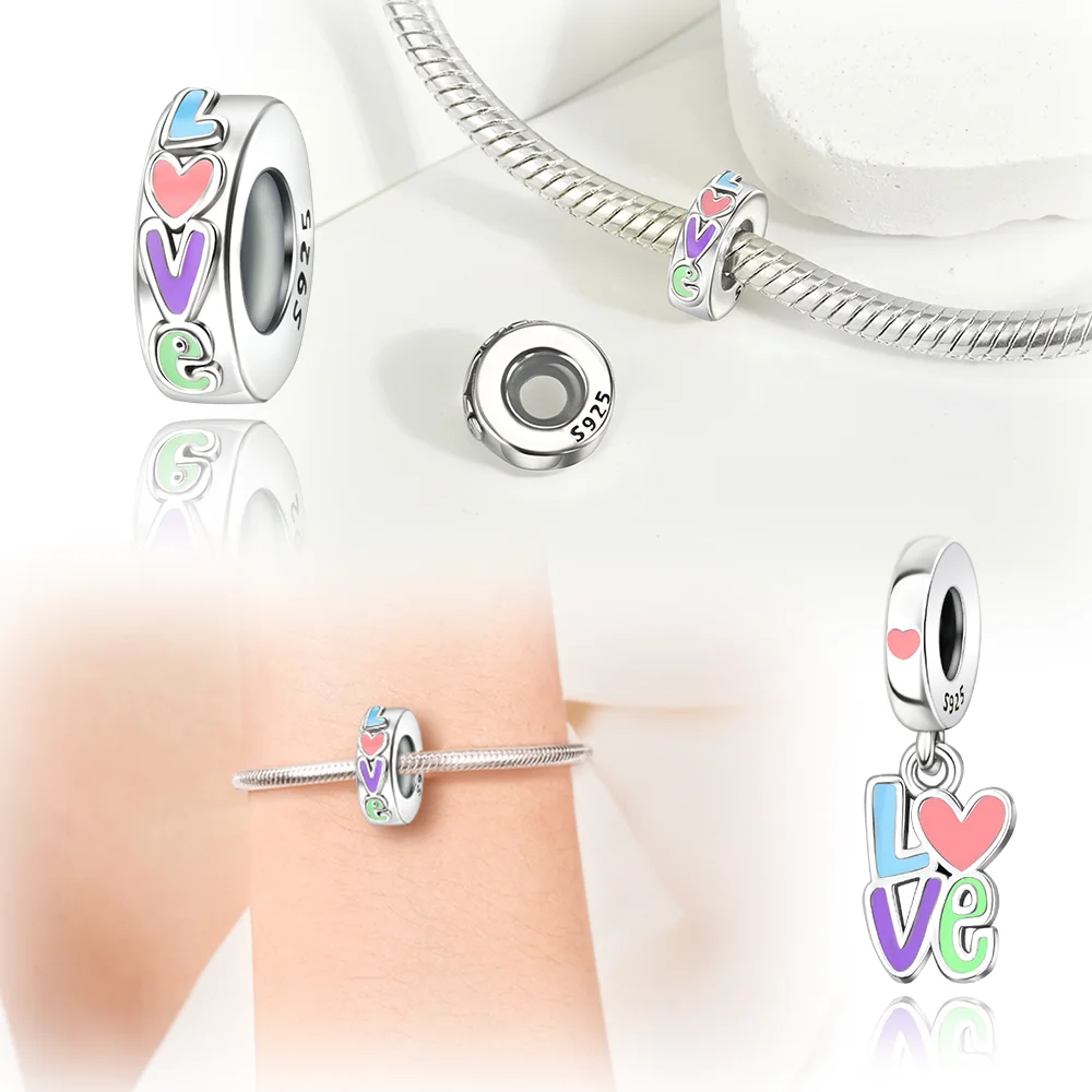 Charms Plata Love Charm Valentine's Day Gifts Silver Plated For Charms Silver Plated Original Bracelet for Jewelry Making