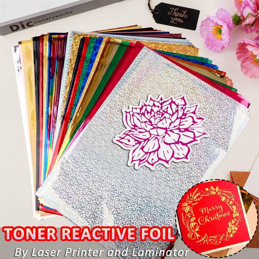 7.9x11.4inch 100pcs Toner Reactive Foil Adding A Touch of Brilliance To Creations By Laser Printer and Laminator 2024