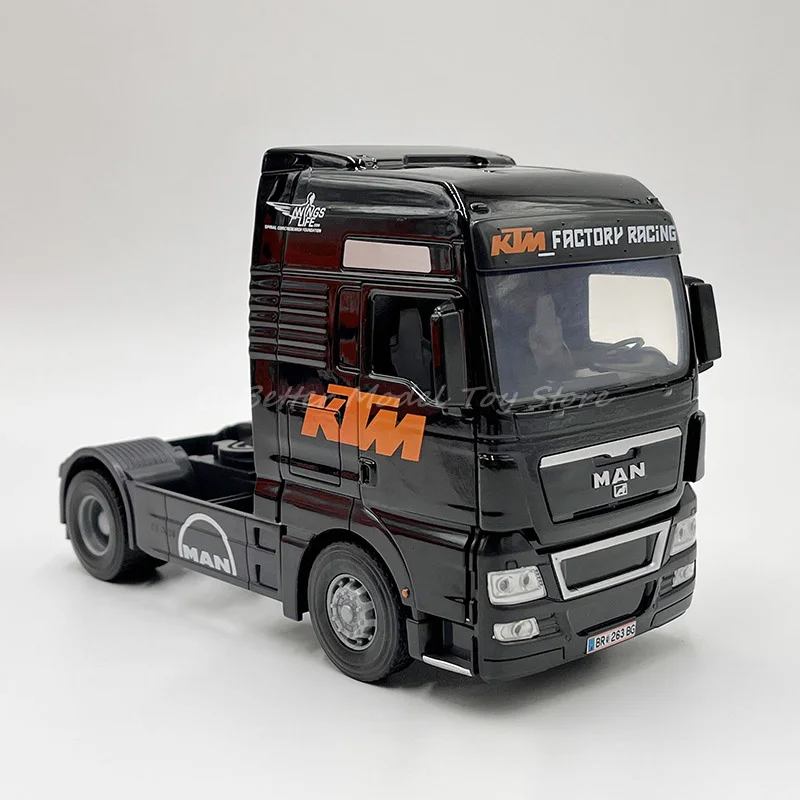 Joy City  1:32 Diecast Truck Model Toy Man TGX Black Tractor Vehicle Replica Collector Edition