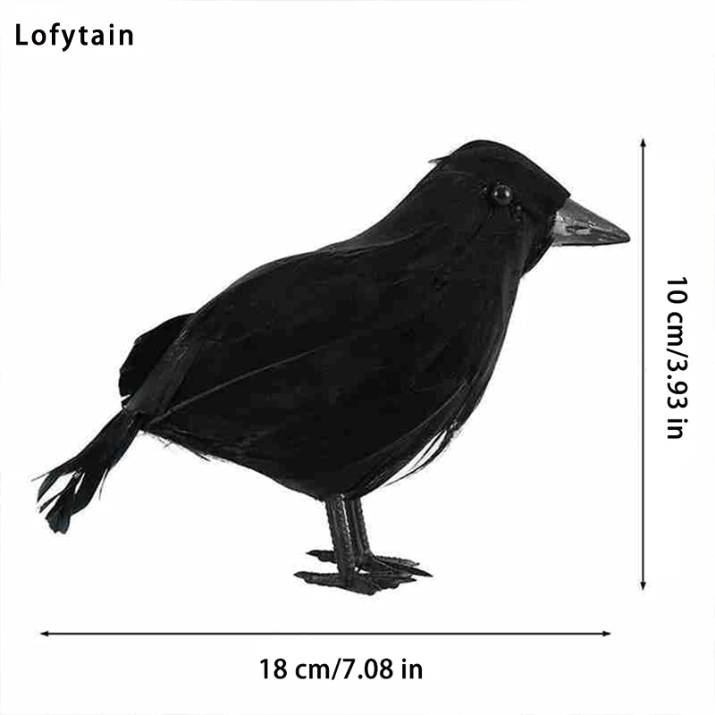 Lofytain 18*10 cm Halloween Black Crow Model Simulation Fake Bird Animal Scary Toys For Halloween Party Home Decoration