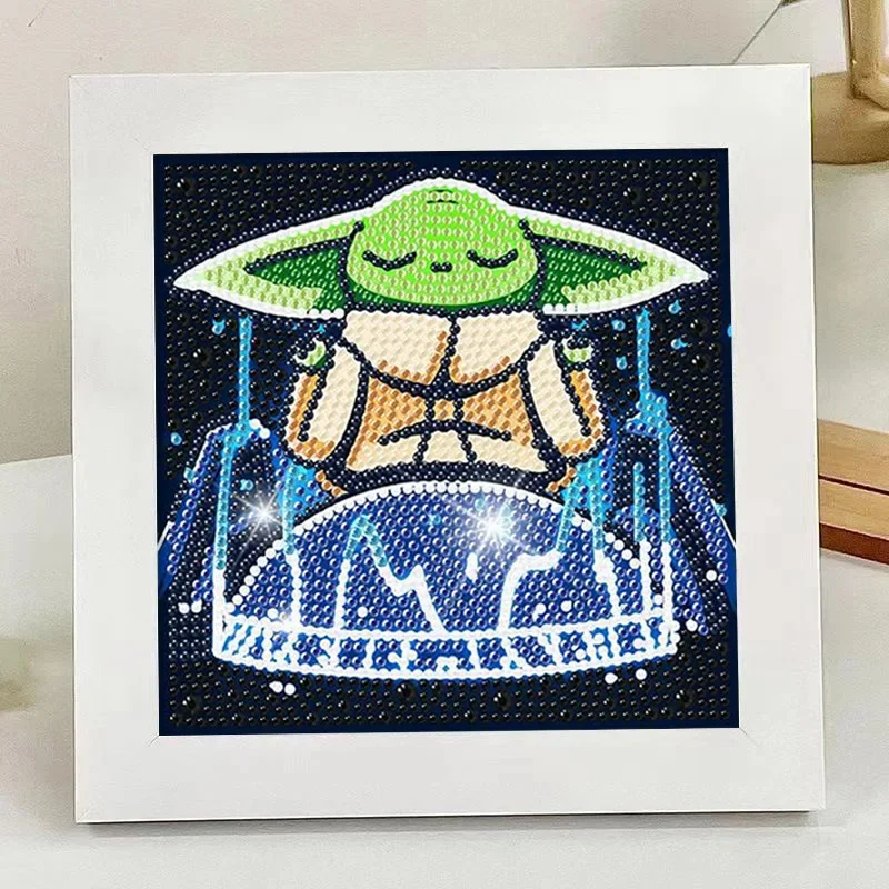 Cartoon Diamond Stickers Children's Handmade Diy Yoda Stitch Crystal Round Full Diamond Decorative Gifts