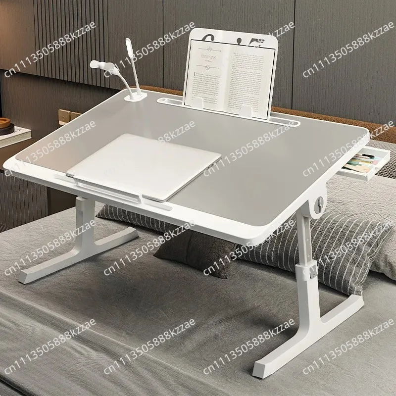 Bed Desk for Laptop, Adjustabl Foldable Bed Table, Laptop Lap Desk with Movable Stoppers and Drawer for Bed Couch Floor Writing