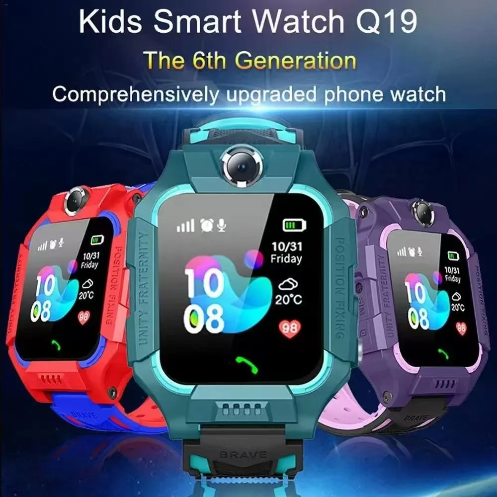 Nuevo Q19 niños inteligente 2G llamada teléfono reloj niño niñas cámara impermeable posicionamiento SOS Chat SmartWatch niños deportes relojes digitales