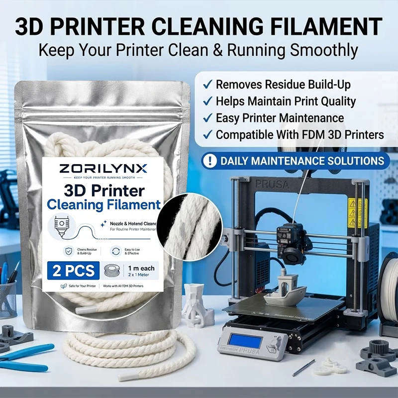 3D Printer Cleaning Cord Guide and Component Maintenance Tool Durable Fiber Rope for Rails and Mechanical Parts - ZORILYNX