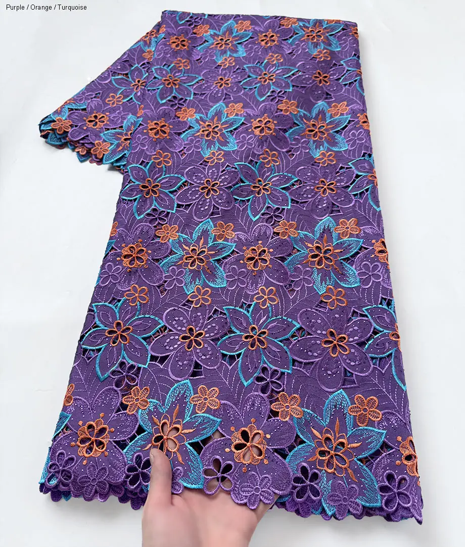 Highest Quality Embroidered Handcut Silky Voile Lace with Stones 2026 African Guipure Fabric Traditional Vintage Celebrants Robe