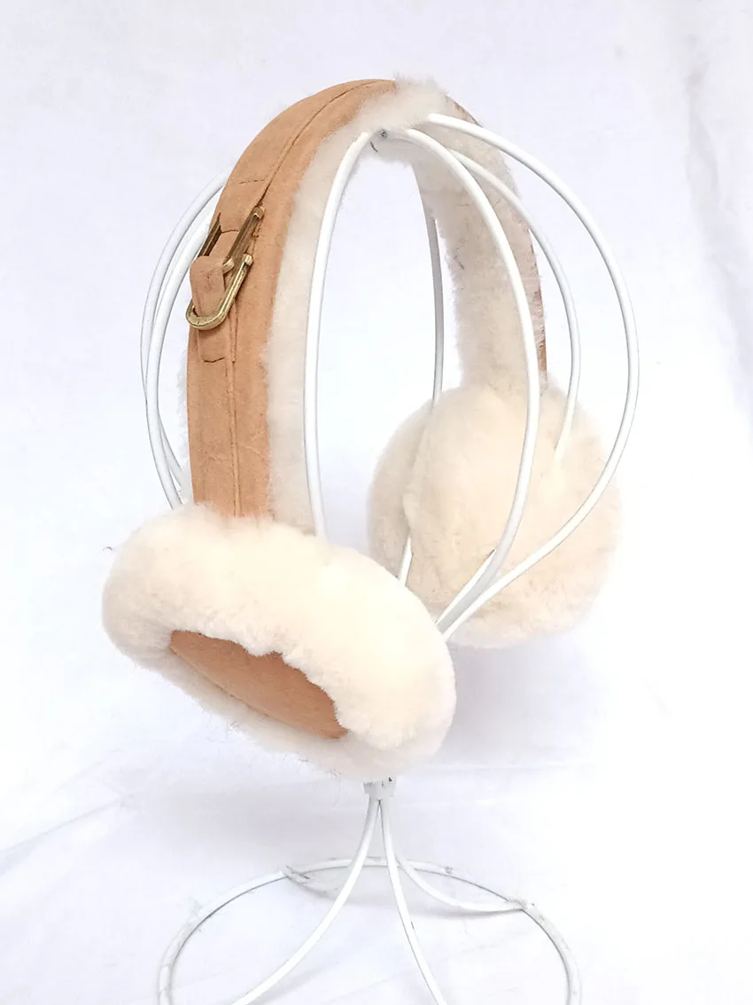 2022 Winter Women Real Wool Fur Earmuff Warm Female Sheepskin Soft EarWarmer Outdoor Cold Protection Earflap