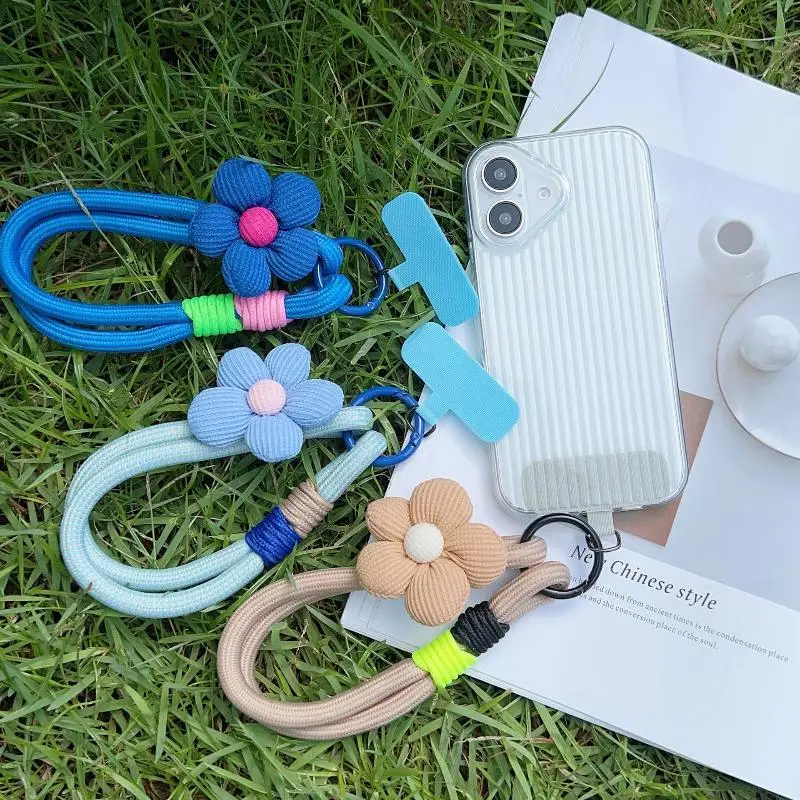 

1 шт., ремешок для телефона с цветком ручной работы, толстый браслет, короткая цепочка для ключей, прочный ремешок для мужчин и женщин, походы на открытом воздухе