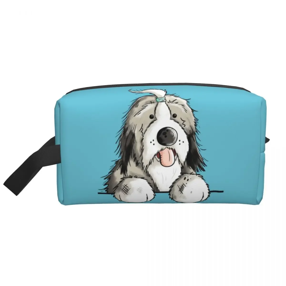 Custom Happy Bearded Collie Dog Toiletry Bag Cute Pet Animal Makeup Cosmetic Organizer for Women Beauty Storage Dopp Kit Case