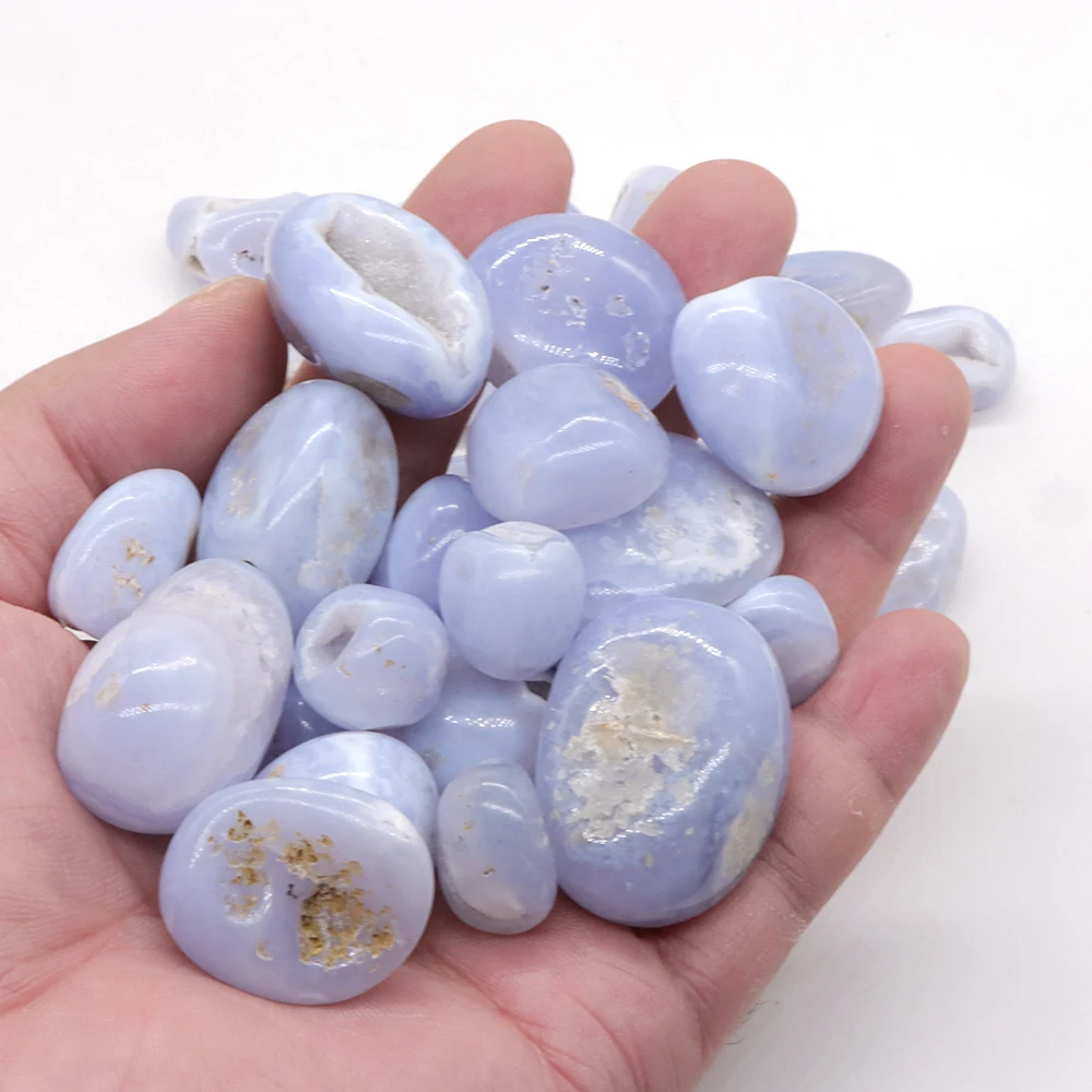 

Natural Blue Agate Geode Gemstones Round Healing Crystal Quartz Mineral Specimen Reiki Tumbled Energy Stone Home Aquarium Decor