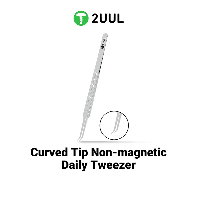2UUL TW23 Curved Tip Non-magnetic Daily Tweezer High Precision for Phone Repair CPU Chip Clamping Hand Tool Tweezer