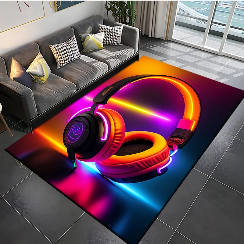 3D Printed Headset Rug Large Carpet Area for Living Room Bedroom Sofa Kitchen Decorate Game Non-slip Floor Mat Kid Birthday Gift