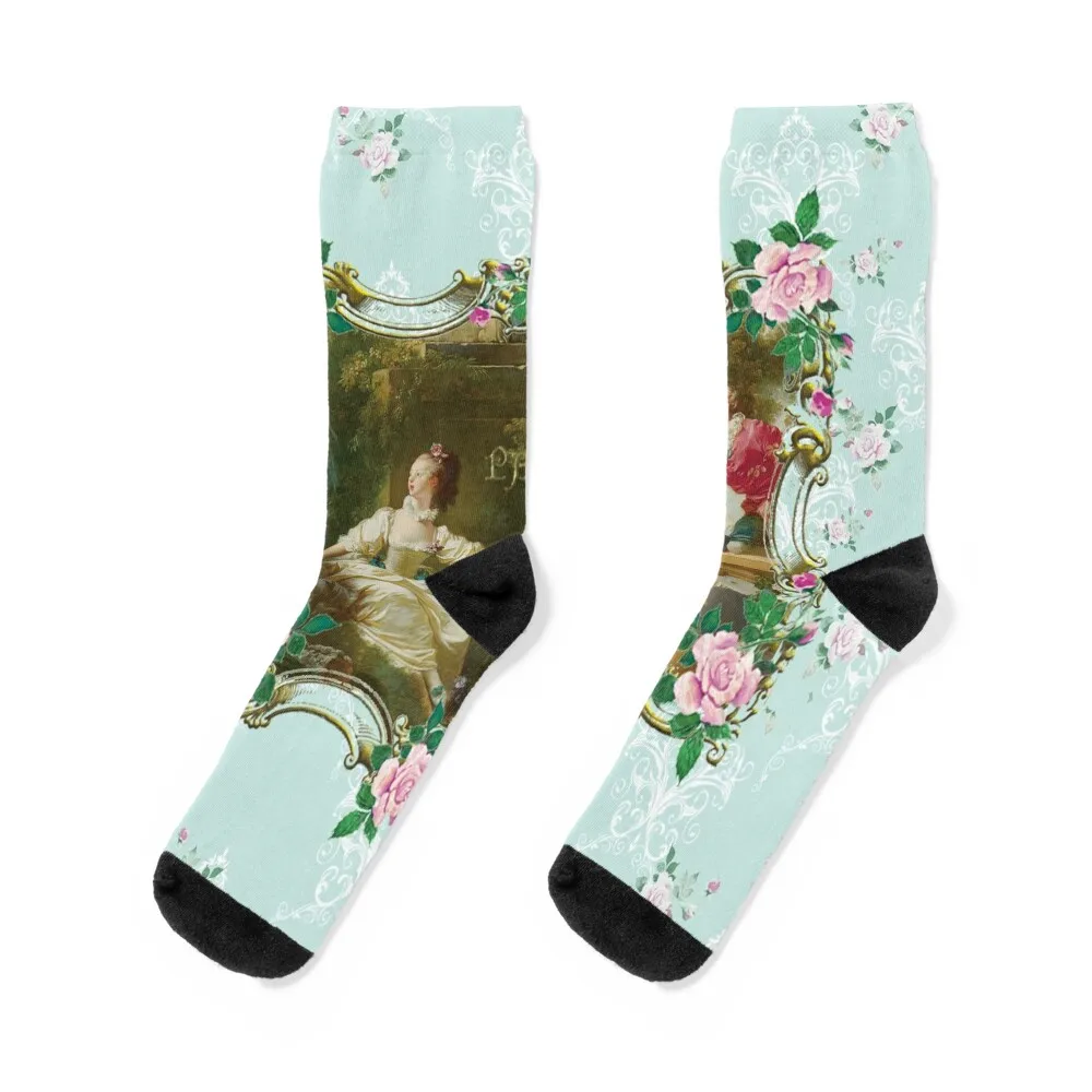 

Marie Antoinette Fragonard Green Socks funny sock cool golf winter Socks For Man Women's